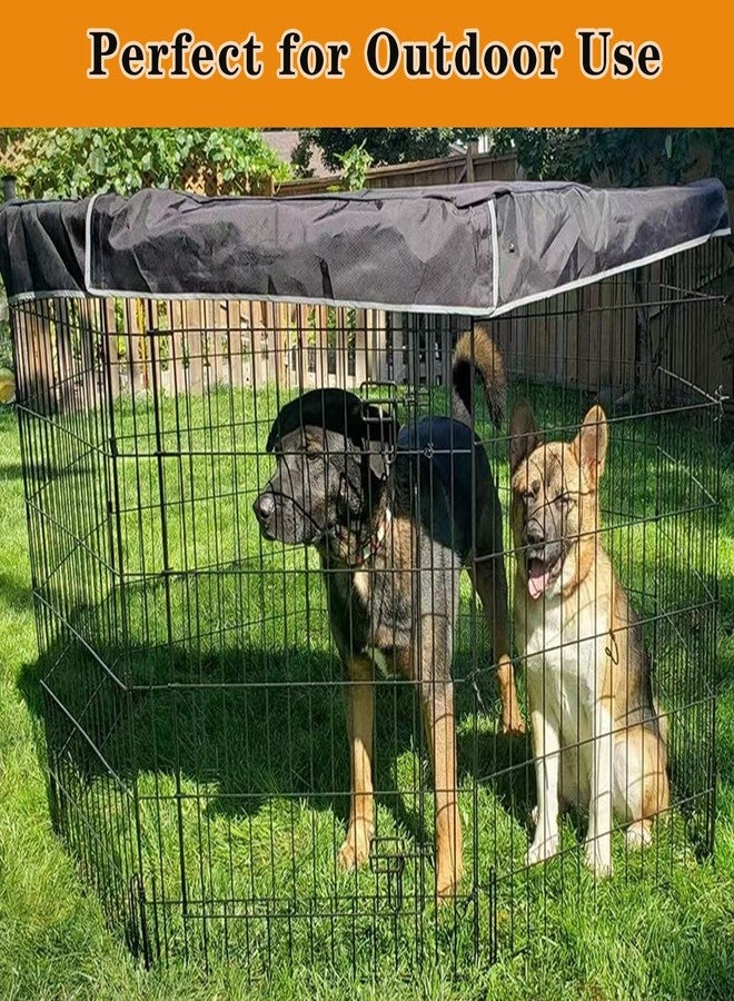 LWFCOEE Dog Pen Cover fits All 24" Wide 8 Panels Pet Exercise Pen with Durable Fabric & Mesh Netting, Provide Shade & Security, Dog Playpen Top Cover Indoor Outdoor, Easy to Assemble, Black - Image 4